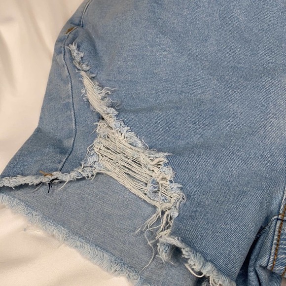 Light Blue Denim Jean Shorts with Rips on Front Size Small Cowgirl country - Picture 2 of 3
